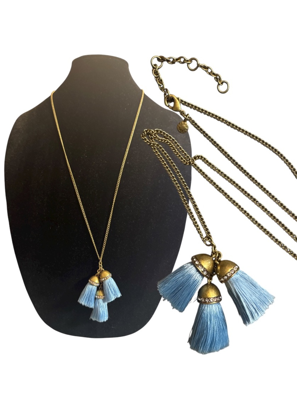 2/$30 J. Crew Gossamer Blue Multi Thread Tassel Pendant Chain Necklace